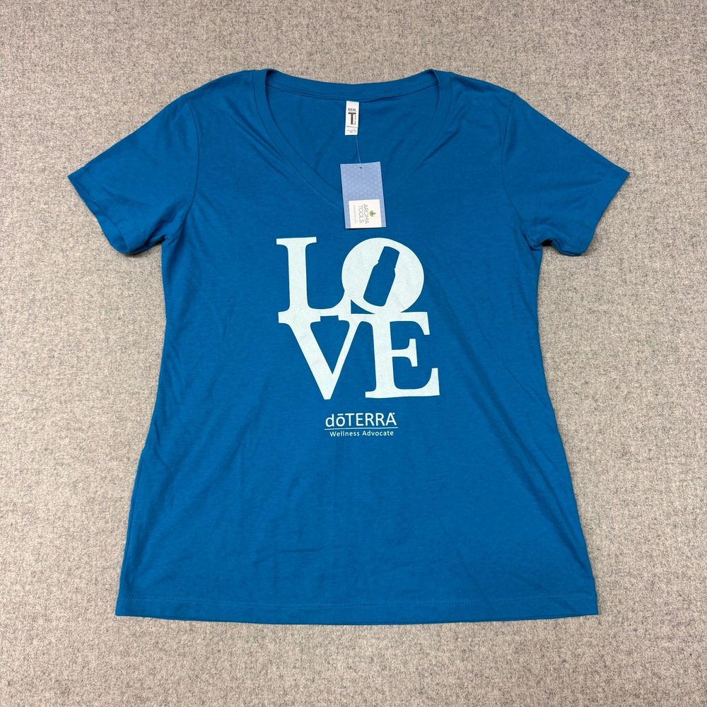 Next Level doTERRA Graphic T-Shirt XL Blue V-Neck Love Essential Oil Short Sleev